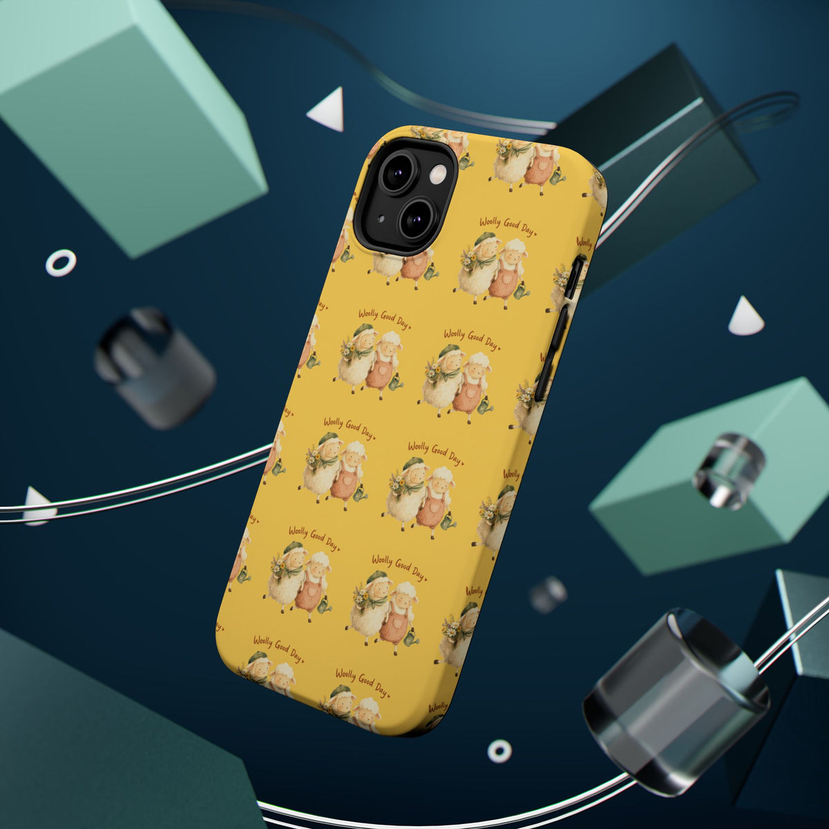 "Woolly Good Day" Phone Case — Yellow Sheep Pattern Magnetic Impact-Resistant Cover