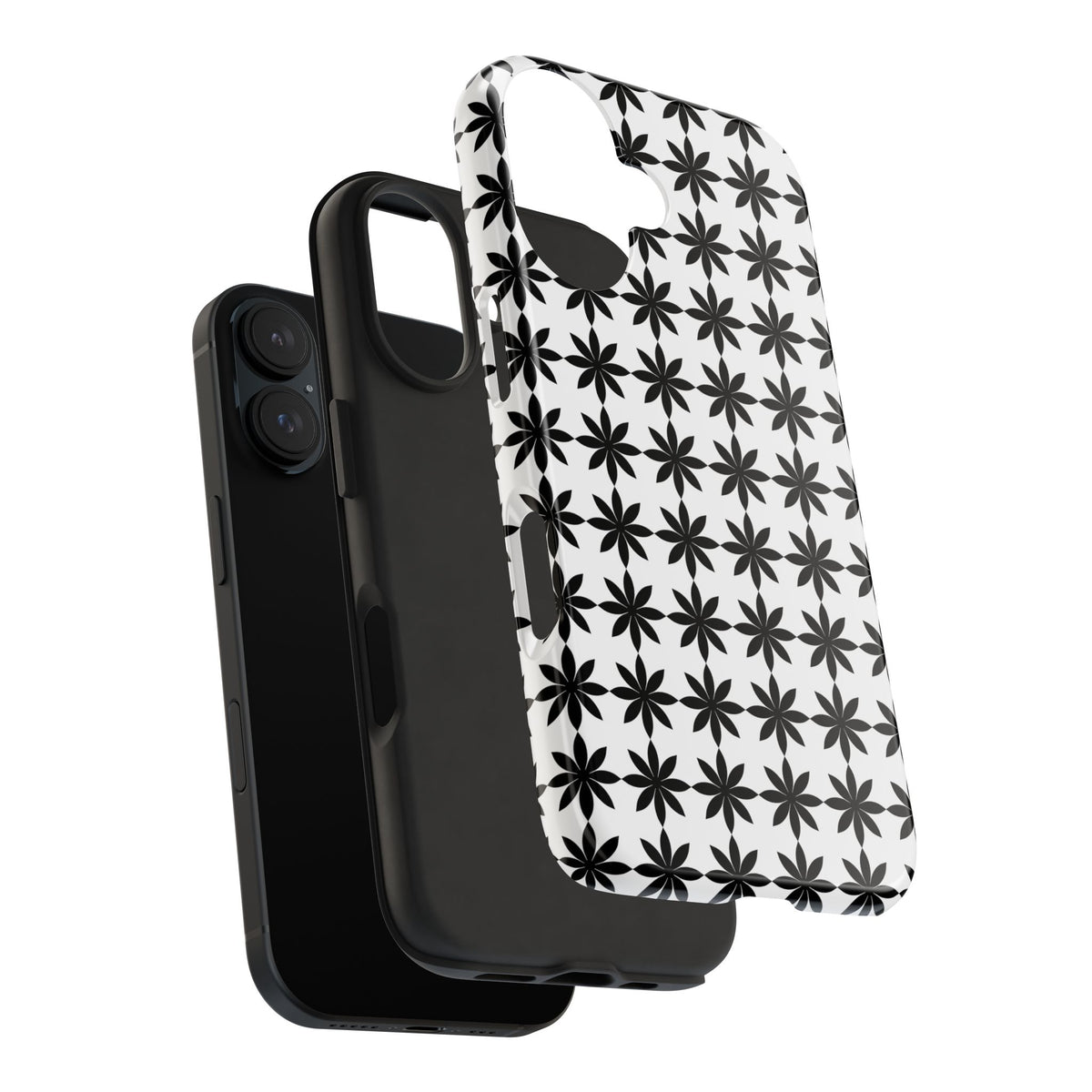 Tough Phone Case — Black & White Geometric Star Pattern