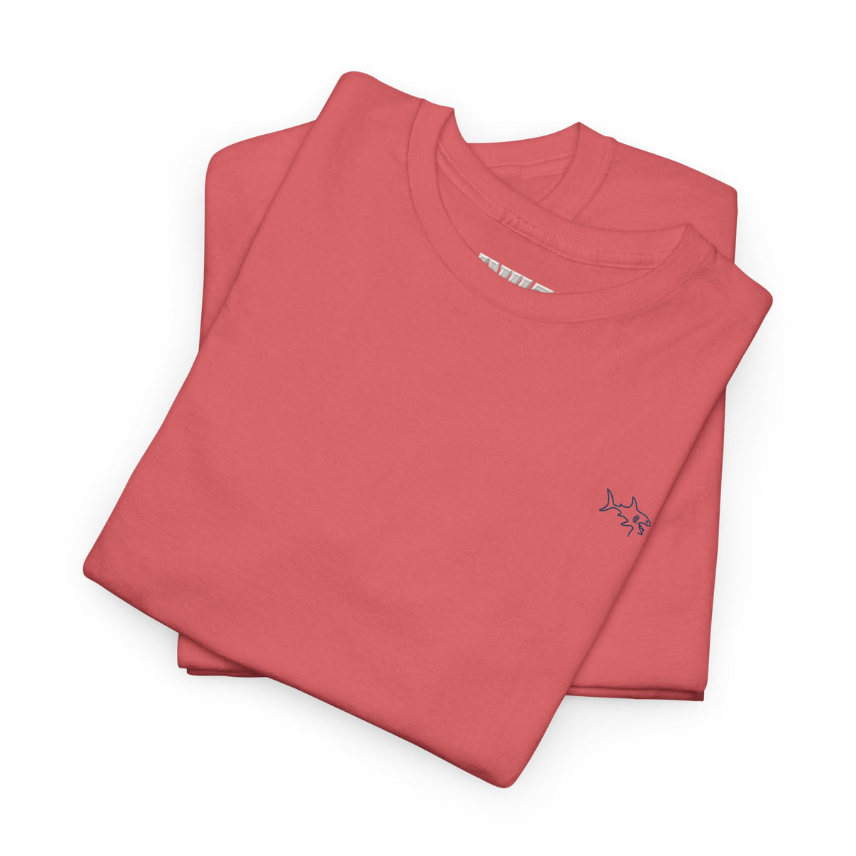 Minimalist string design Fish Tee — Small Chest Fish & Back 'OWE' Graphic