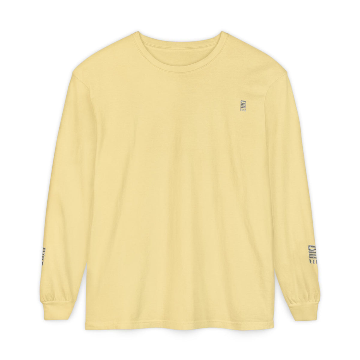 Garment-Dyed Long-Sleeve T-Shirt — Multi-Color Minimal Graphic