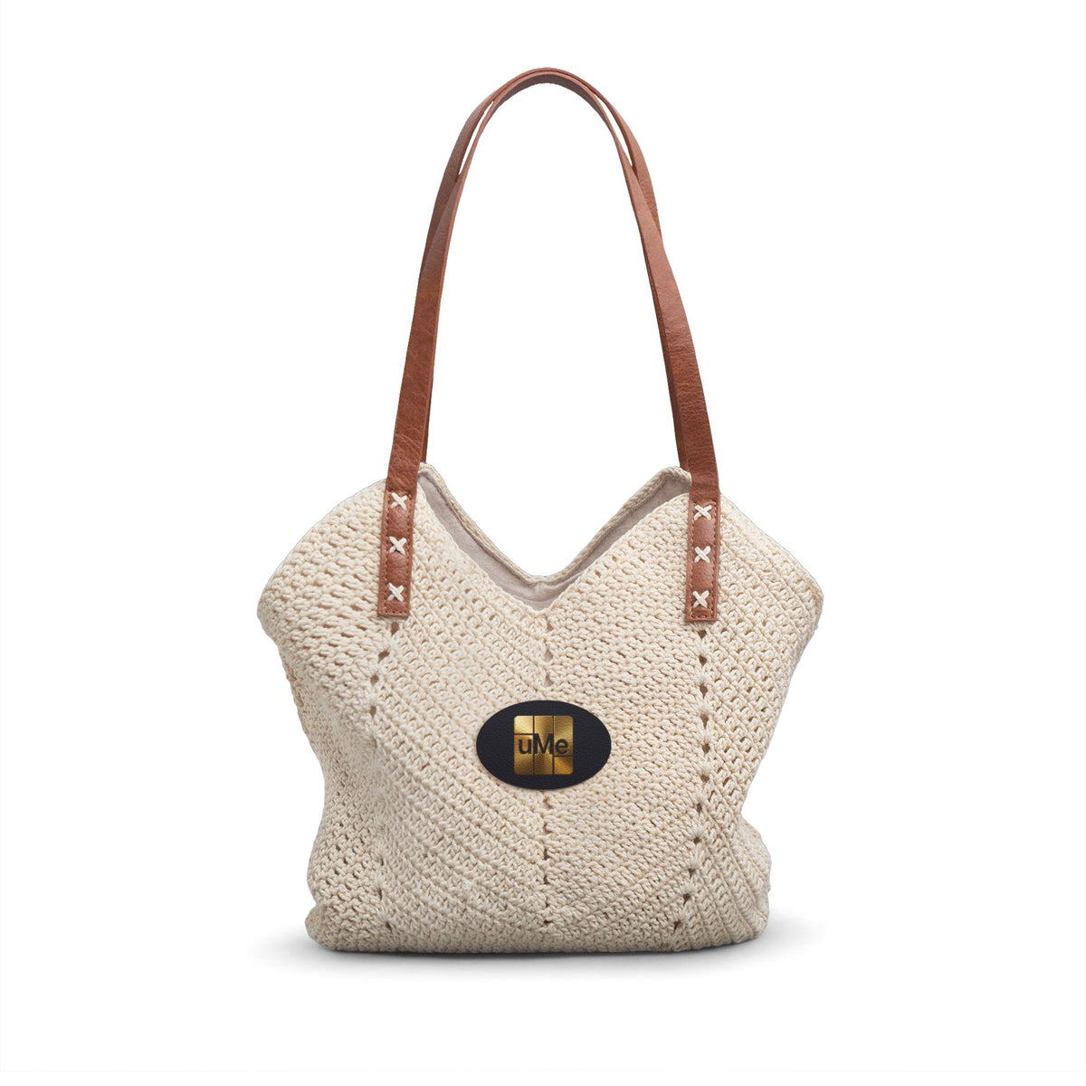 Straw Shoulder Bag – Boho Crochet Tote with Leather Straps