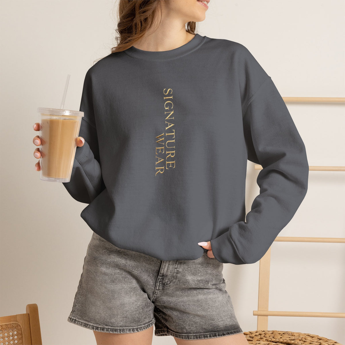 Signature Wear Minimalist Crewneck Sweatshirt — Black, Sand & More