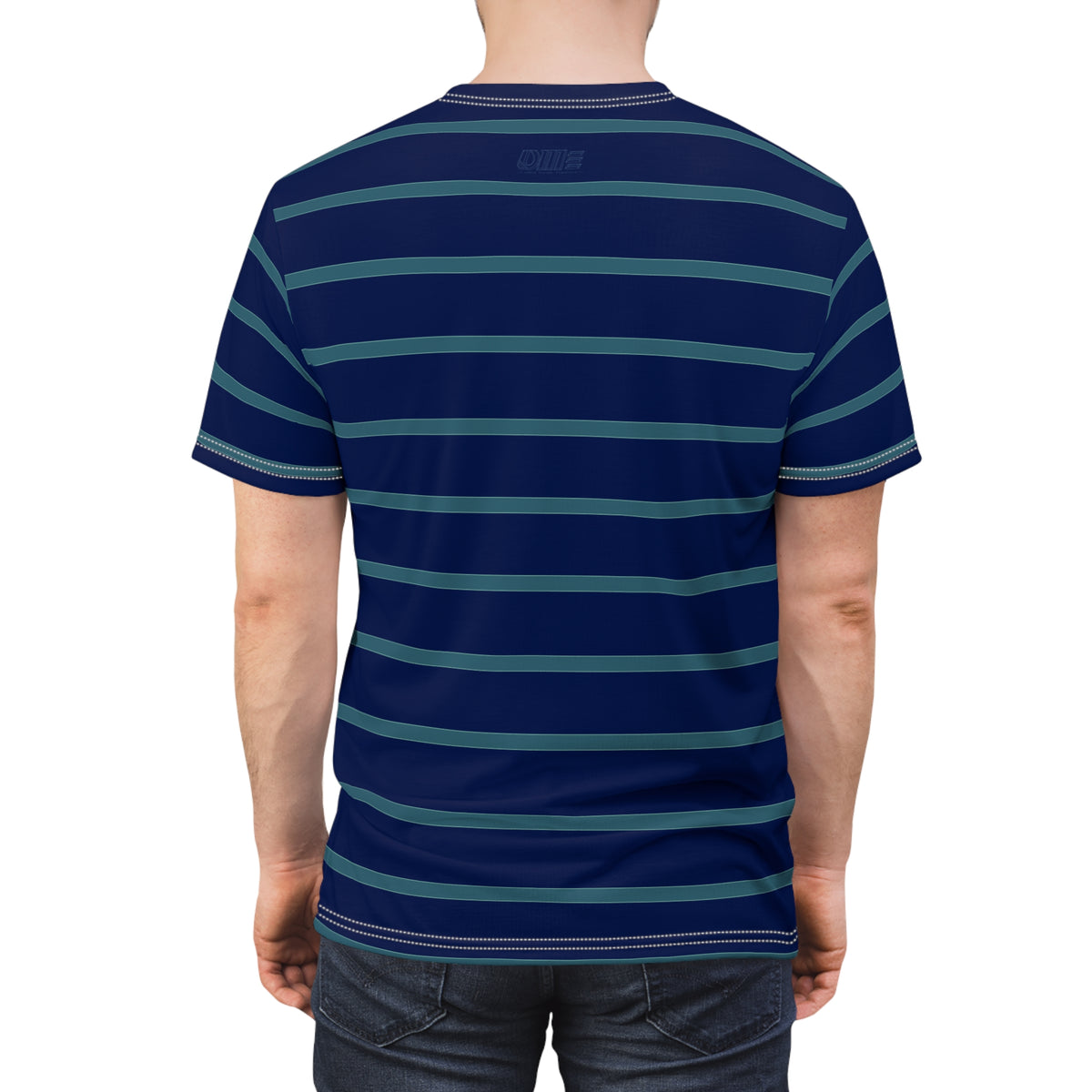 Striped Navy Crew Tee — Classic Blue Horizontal Stripe T-Shirt