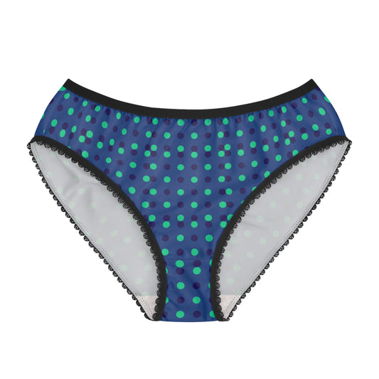 Polka Dot Women's Briefs — Blue & Teal Retro Dot Pattern