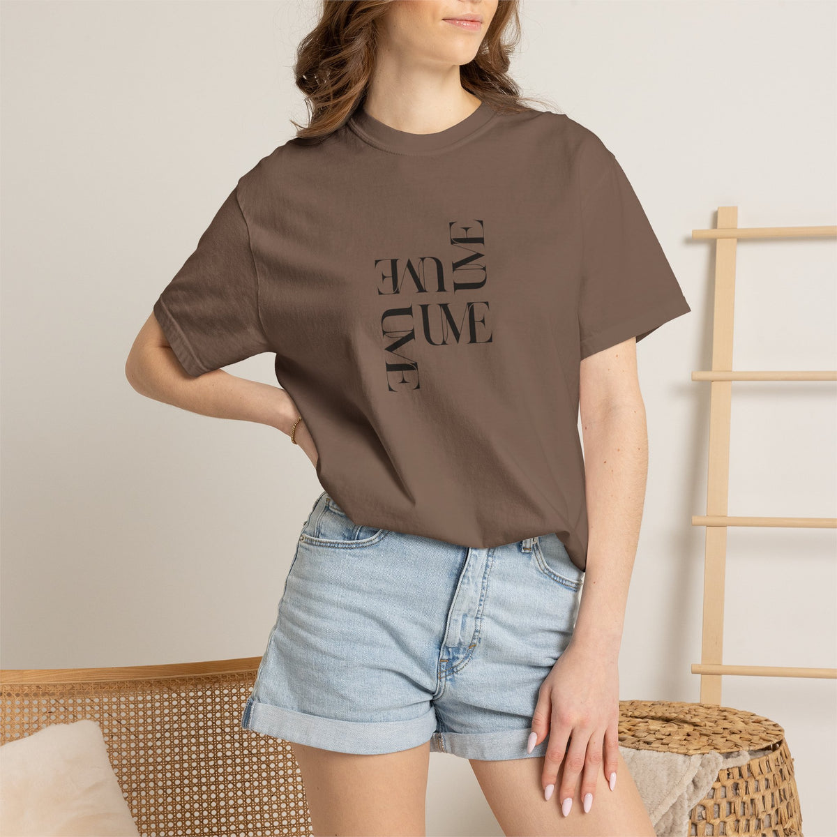 UME Typography Garment-Dyed T-Shirt — White, Ivory & More Colors