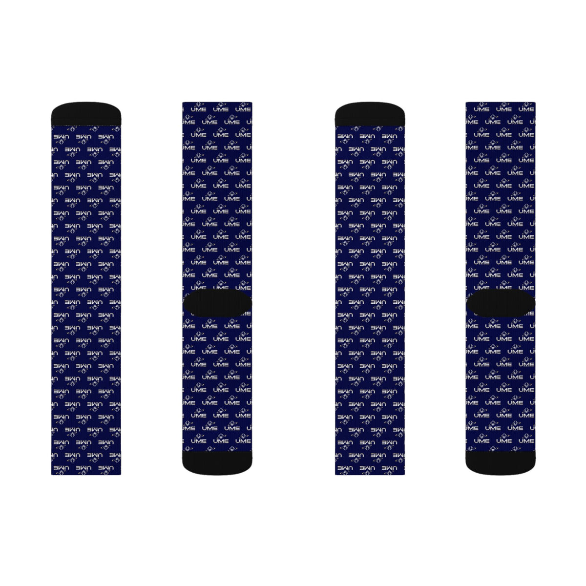 UME Monochrome Crew Socks — Navy All-Over Sublimation Print