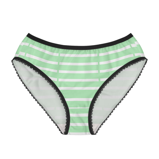 Mint Stripe Lace-Trim Women’s Briefs — Soft Bikini Underwear