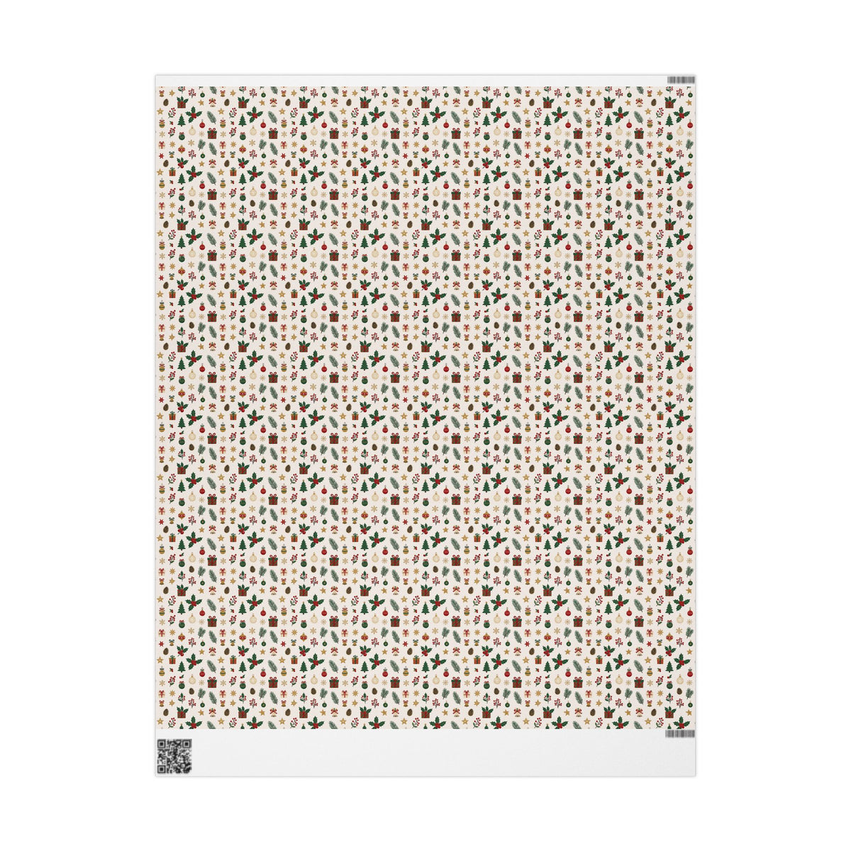 Christmas Pattern Wrapping Paper — Cream Mini Holiday Icons Gift Wrap