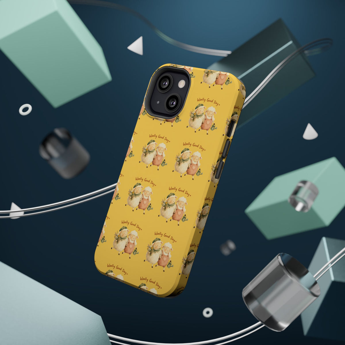 "Woolly Good Day" Phone Case — Yellow Sheep Pattern Magnetic Impact-Resistant Cover