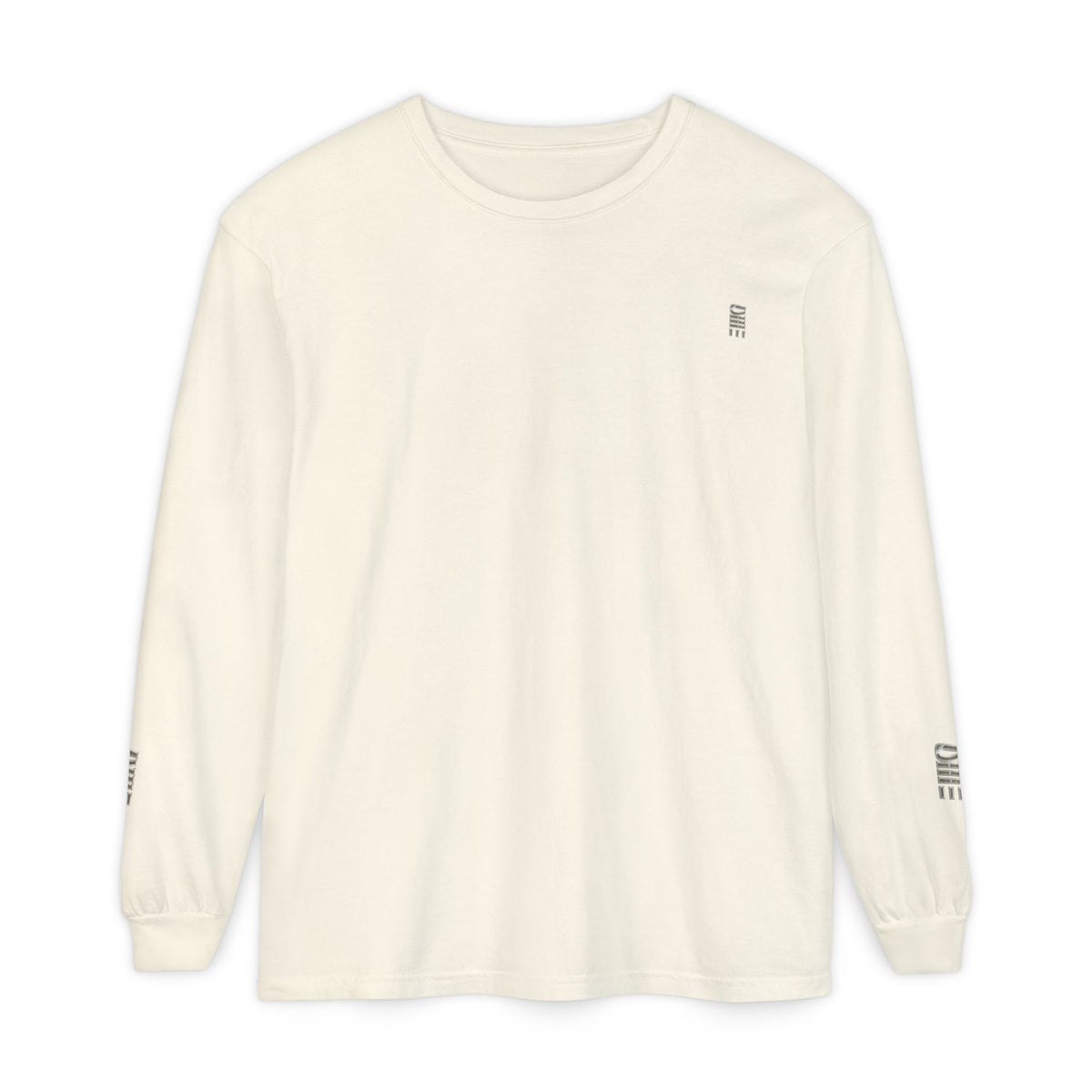 Garment-Dyed Long-Sleeve T-Shirt — Multi-Color Minimal Graphic