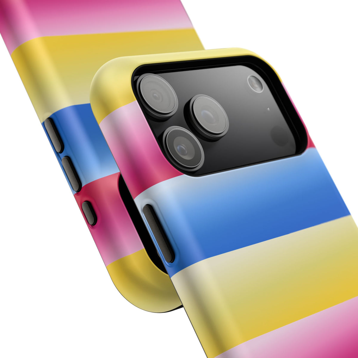 Striped Magnetic Impact-Resistant Phone Case — Colorful Pink Blue Yellow Protection