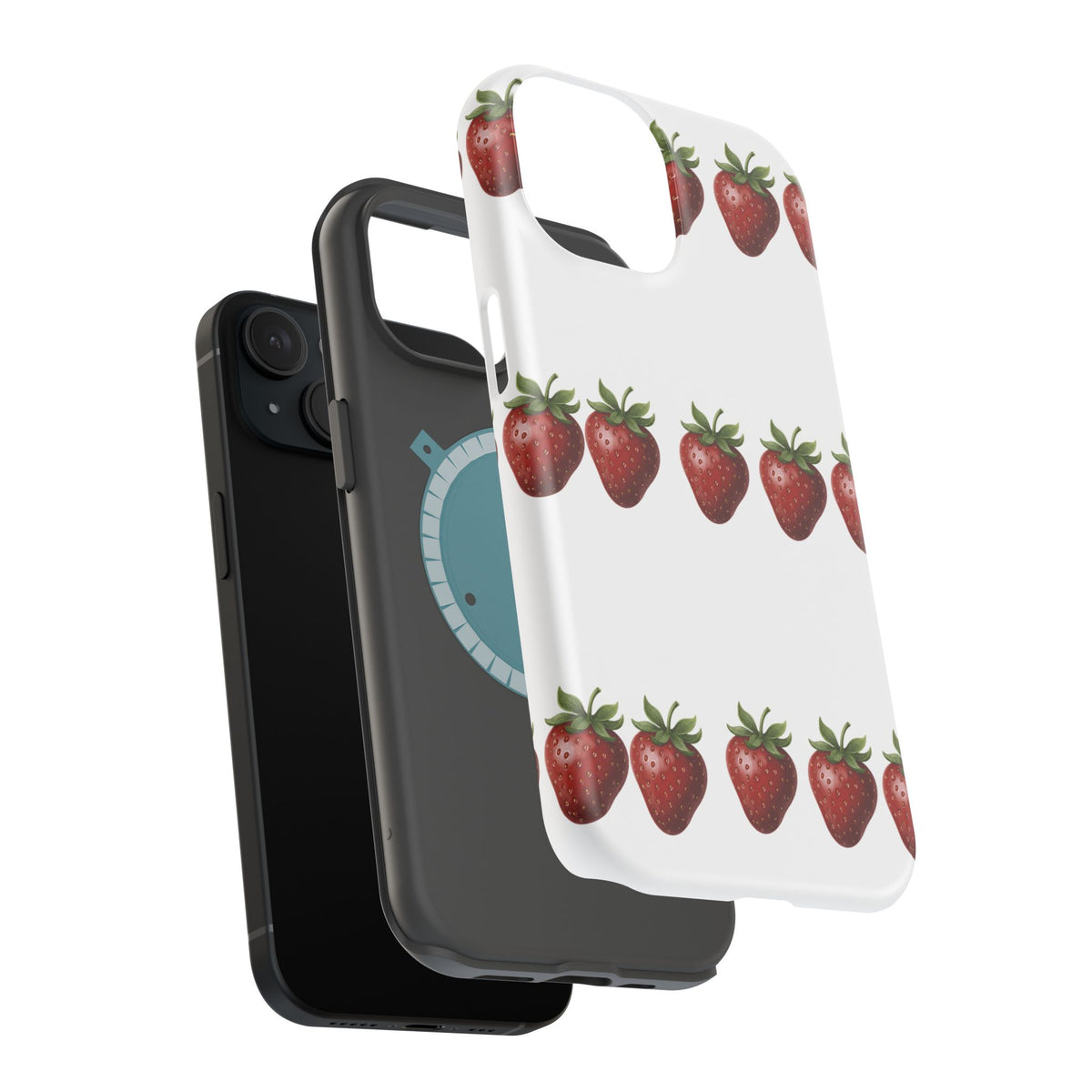Strawberry Row Phone Case — White MagSafe Magnetic Impact-Resistant Cover