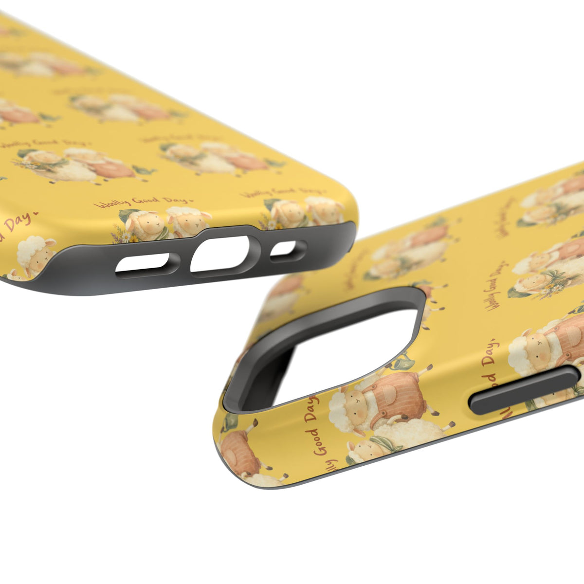 "Woolly Good Day" Phone Case — Yellow Sheep Pattern Magnetic Impact-Resistant Cover