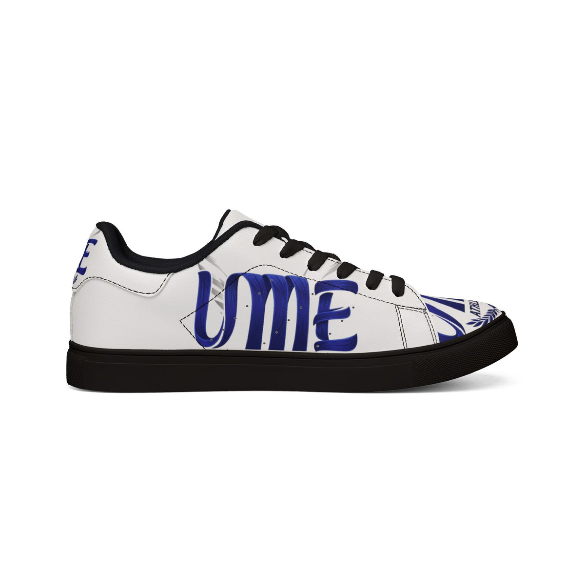 Copy of Leather Low-Top Sneakers — Grey & Blue Athletic Graphic