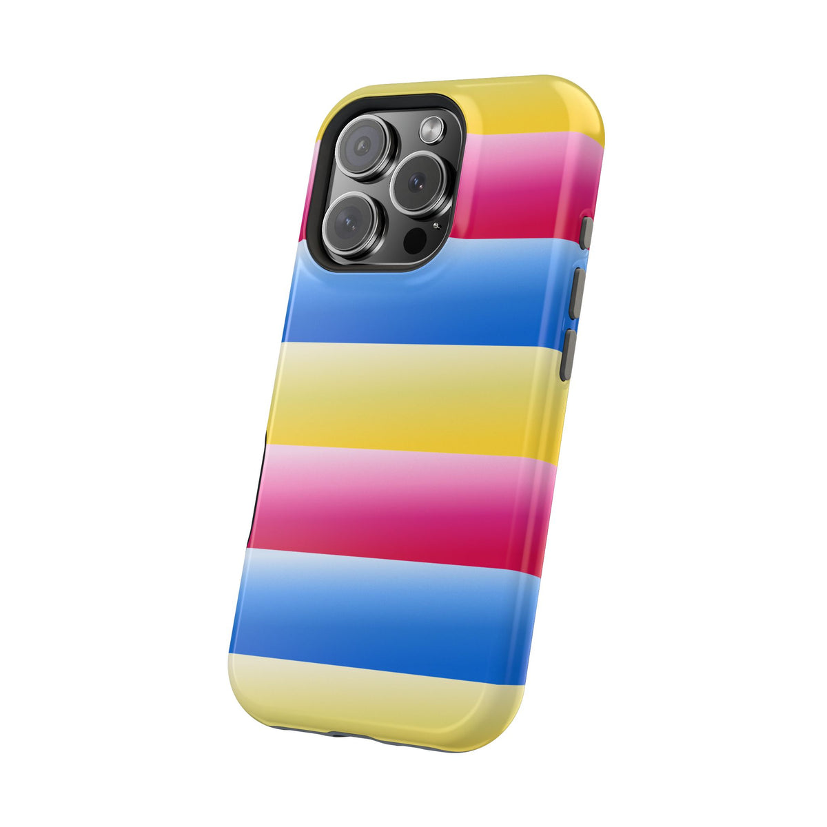 Striped Magnetic Impact-Resistant Phone Case — Colorful Pink Blue Yellow Protection