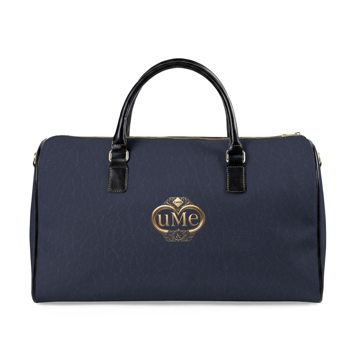 Navy UME Gold Crest Travel Duffel — PU Faux Leather