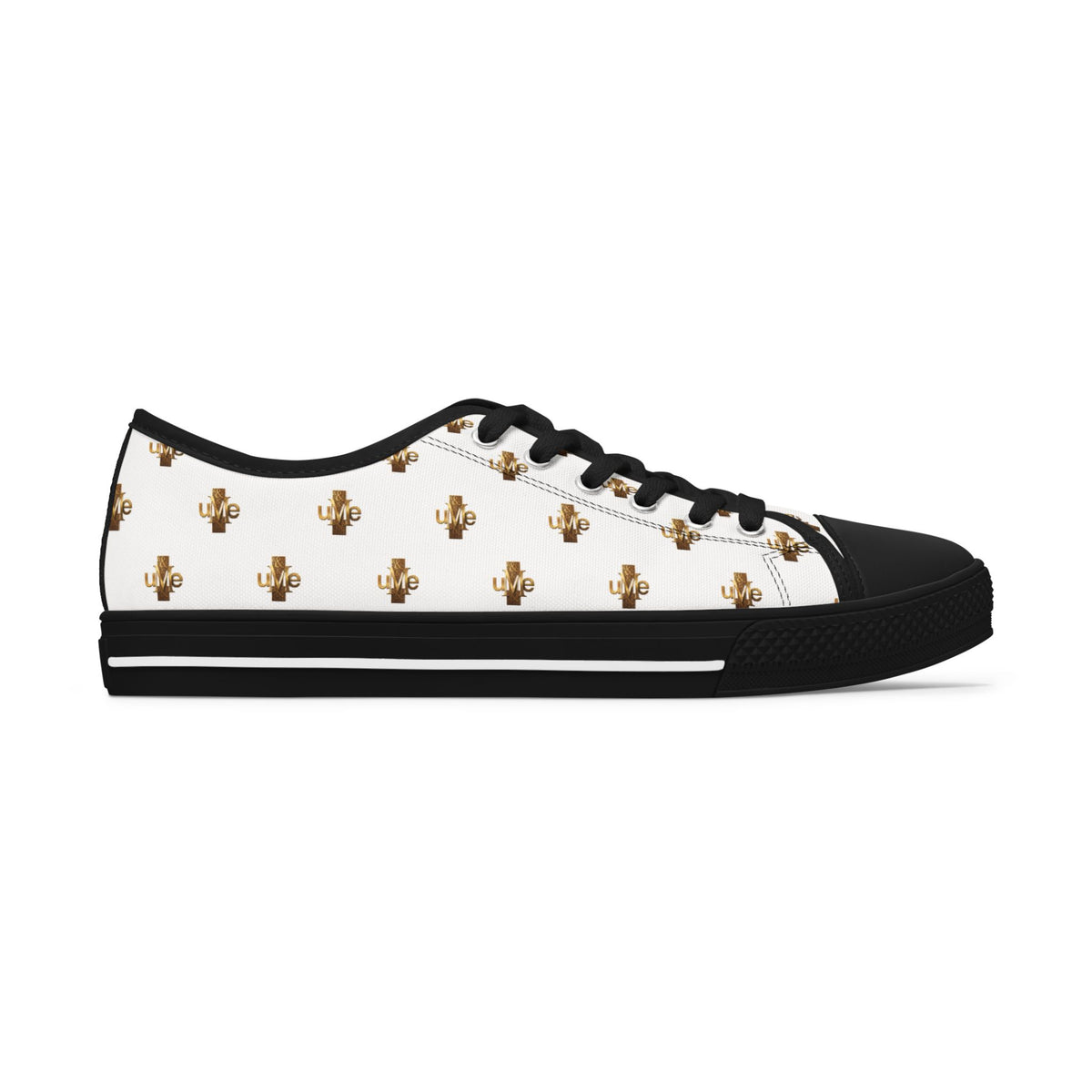 Women’s Low-Top Sneakers — White All-Over Print