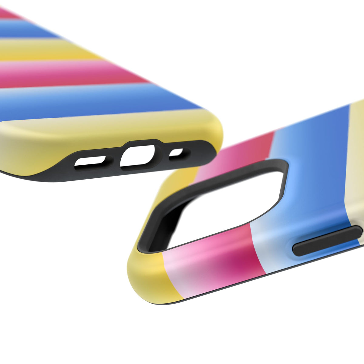 Striped Magnetic Impact-Resistant Phone Case — Colorful Pink Blue Yellow Protection