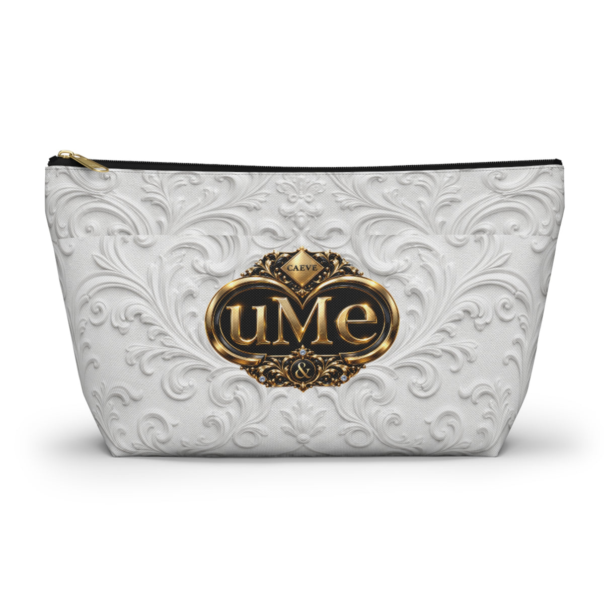 White UME Gold Crest Accessory Pouch — All-Over Print