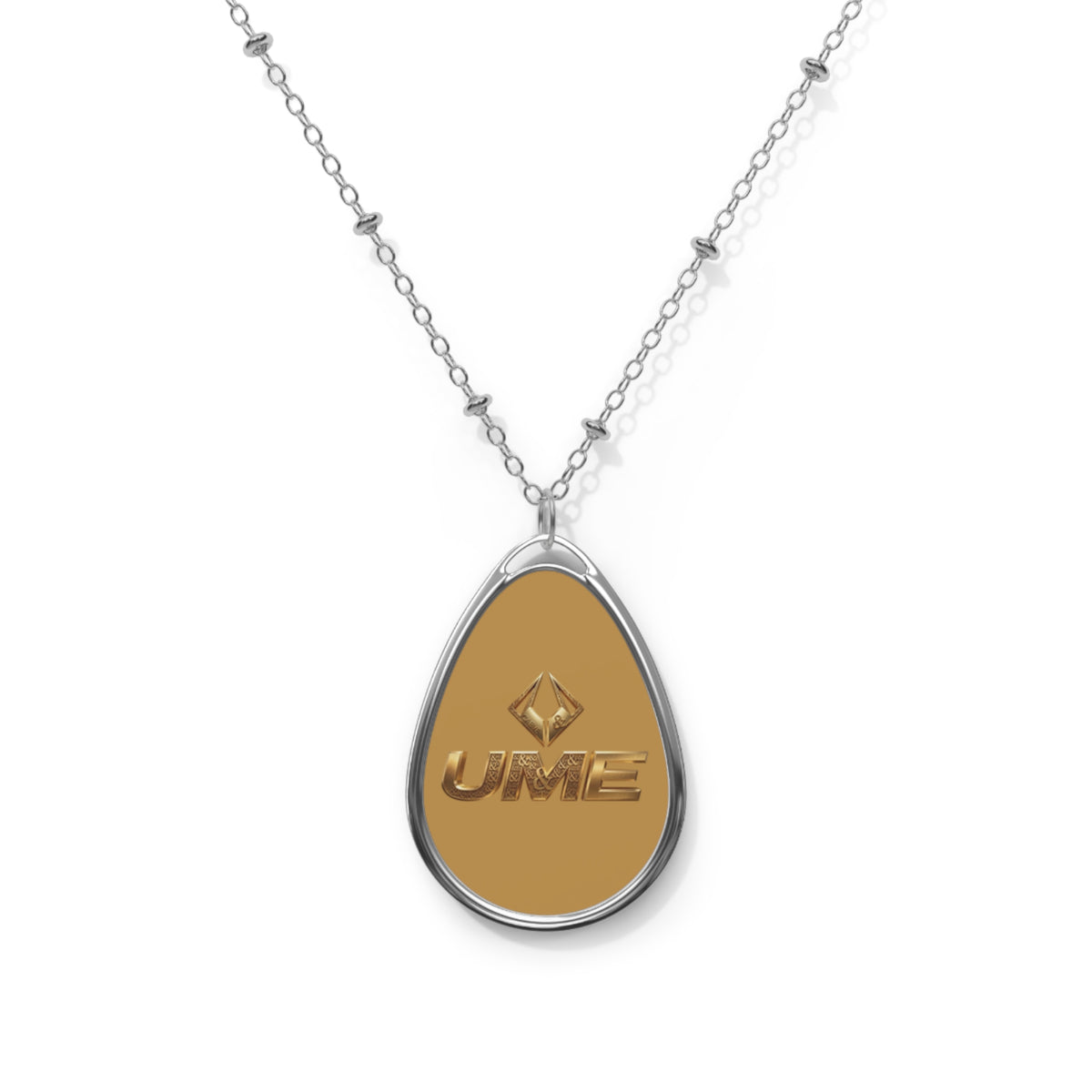 Engraved Oval Pendant Necklace — Custom Gold Inlay Teardrop Locket