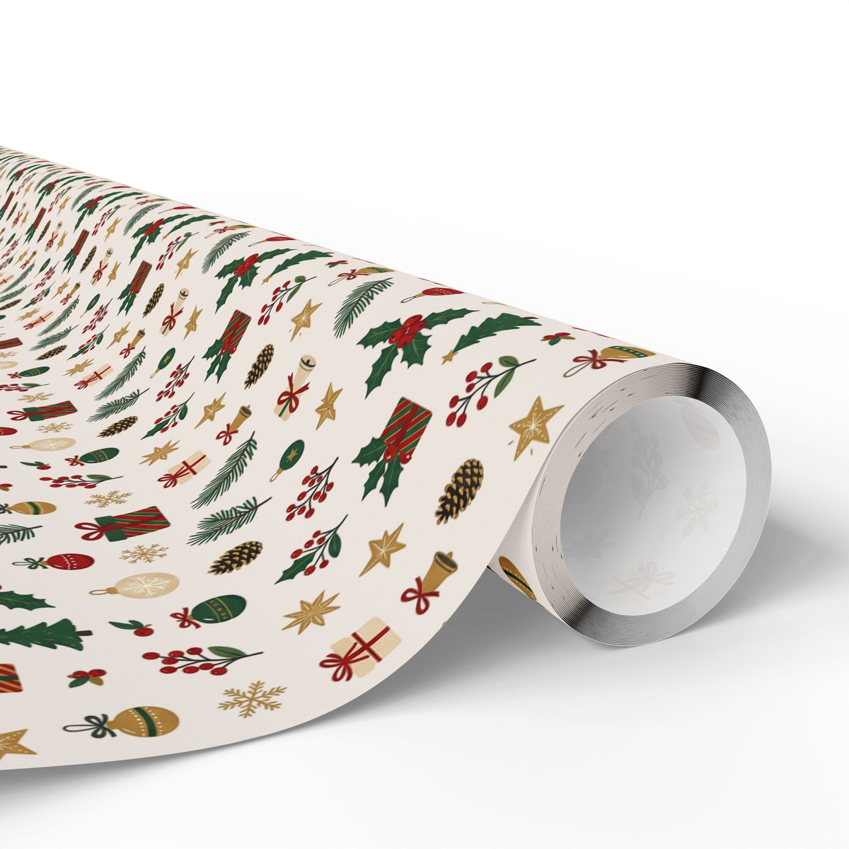 Christmas Pattern Wrapping Paper — Cream Mini Holiday Icons Gift Wrap