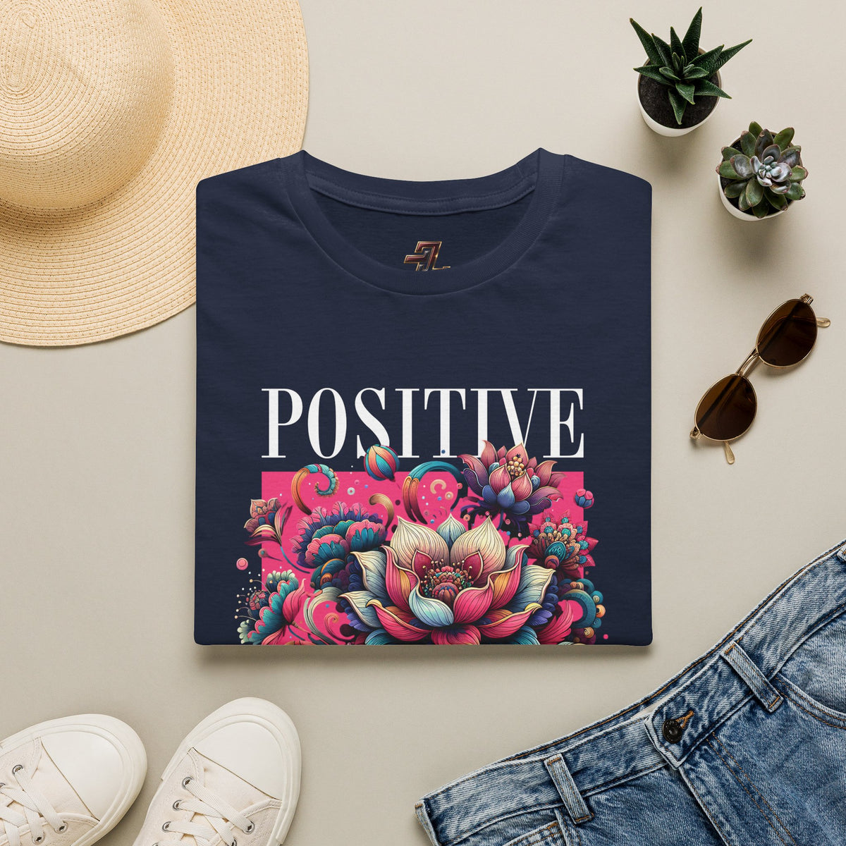 Positive Vibes T‑Shirt — Floral Retro Graphic Tee