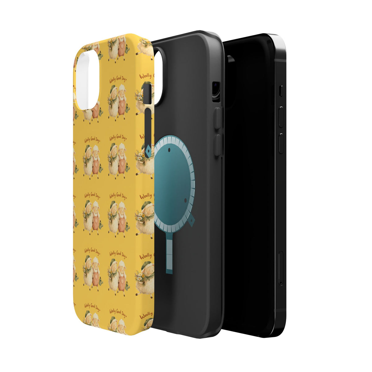 "Woolly Good Day" Phone Case — Yellow Sheep Pattern Magnetic Impact-Resistant Cover