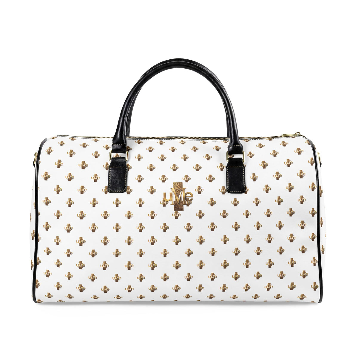 Faux-Leather Travel Bag — White and Gold Weekender