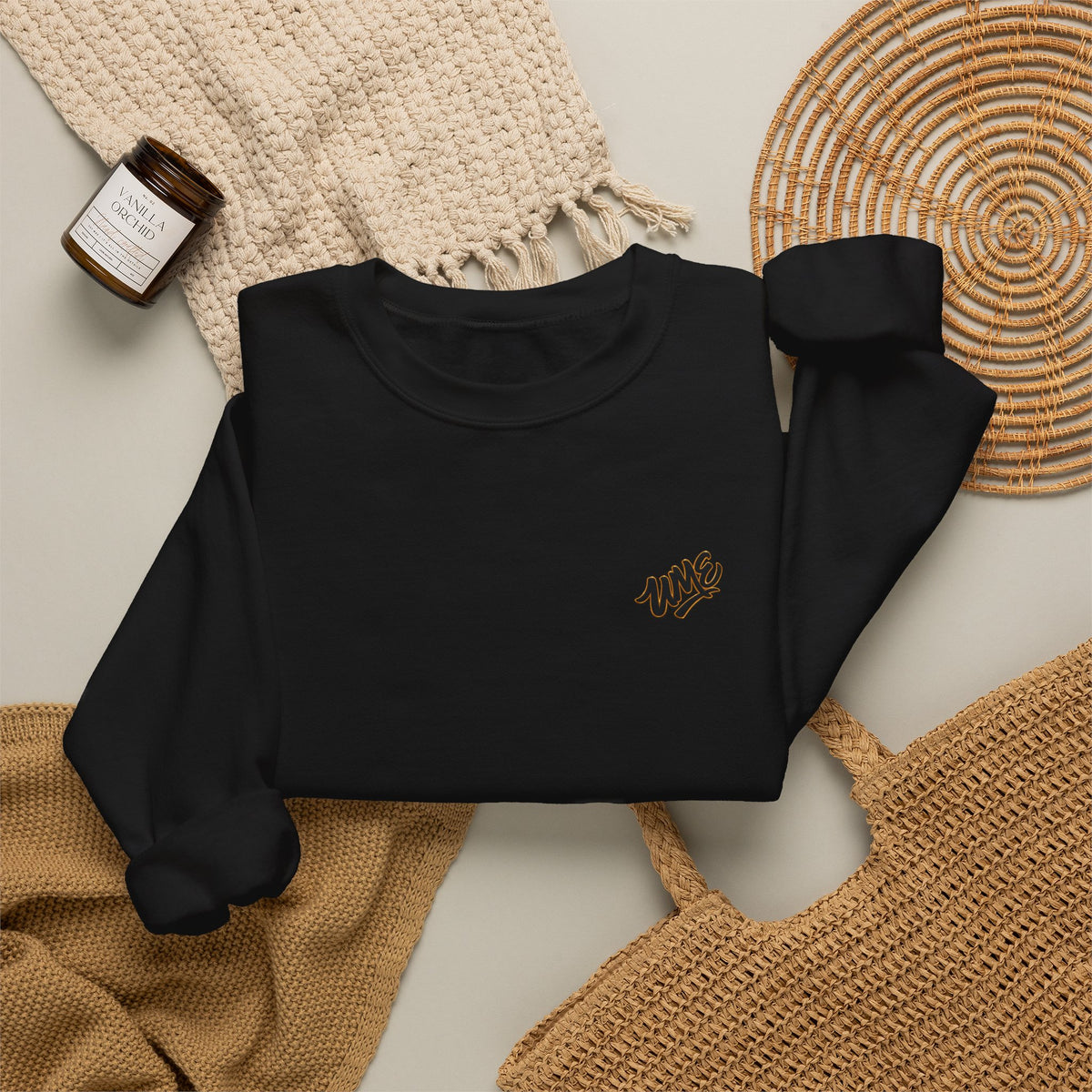 Crewneck Sweatshirt — UME Black Logo All-Over Print