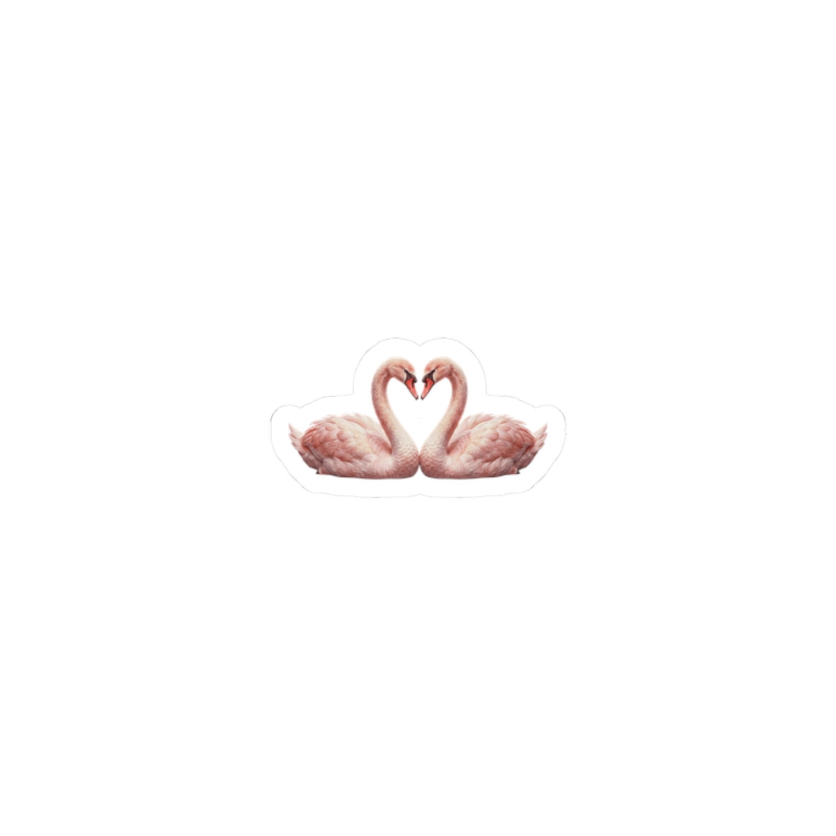Swan Heart Kiss-Cut Sticker — Blush Pink Romantic Decal