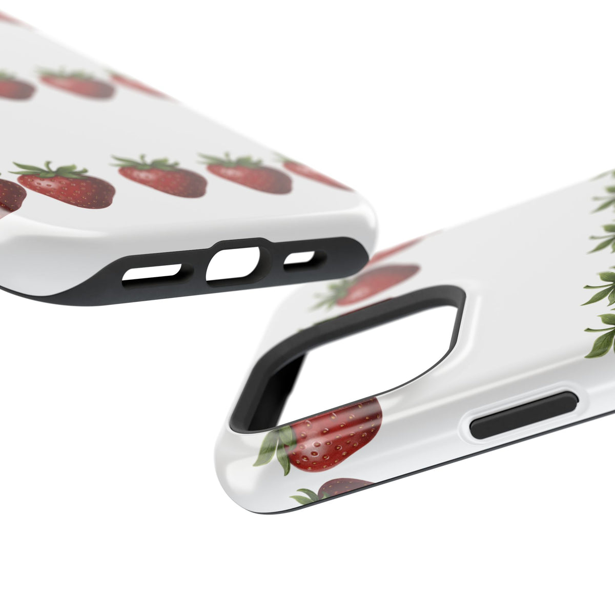 Strawberry Row Phone Case — White MagSafe Magnetic Impact-Resistant Cover