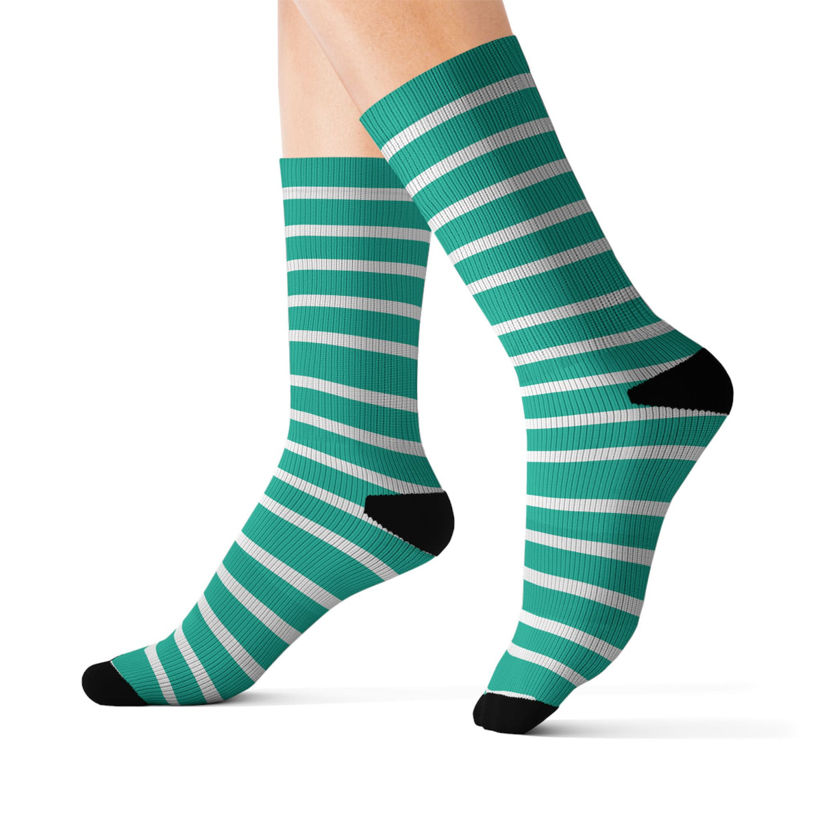 Teal Stripe Sublimation Socks — Classic Crew Athletic Socks