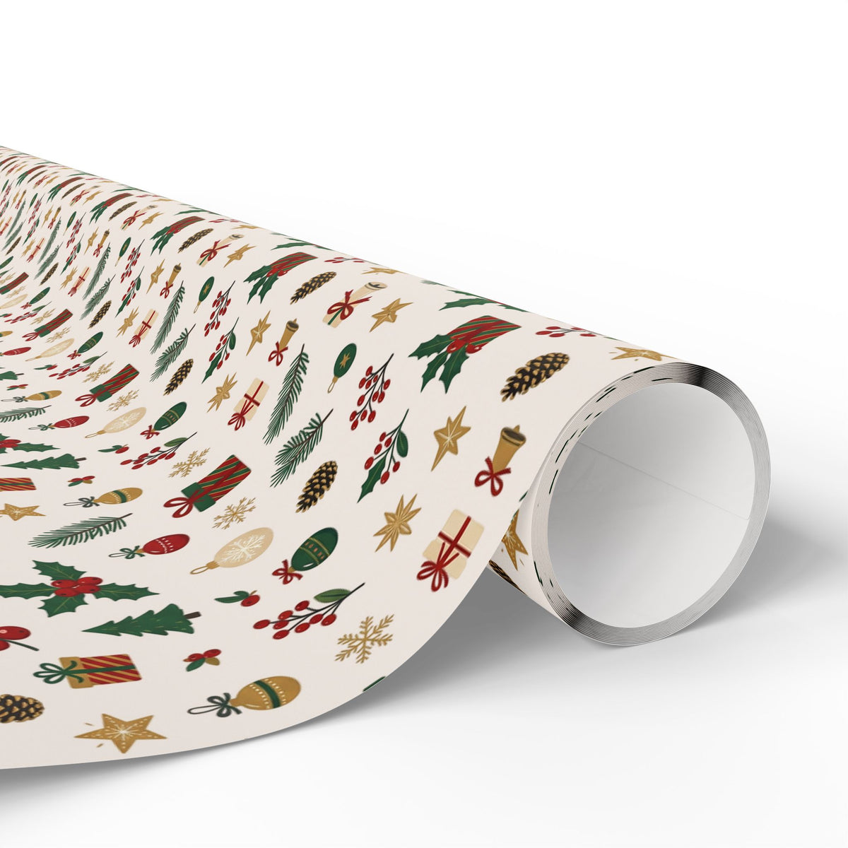 Christmas Pattern Wrapping Paper — Cream Mini Holiday Icons Gift Wrap