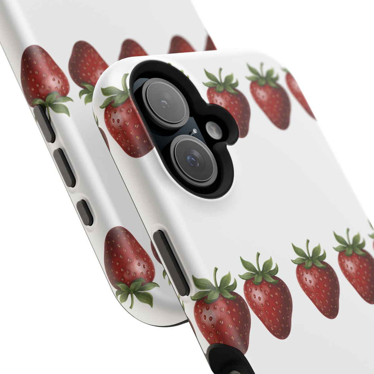 Strawberry Row Phone Case — White MagSafe Magnetic Impact-Resistant Cover