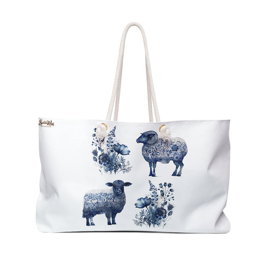 Blue Floral Sheep Weekender Bag – Cottagecore Travel Tote