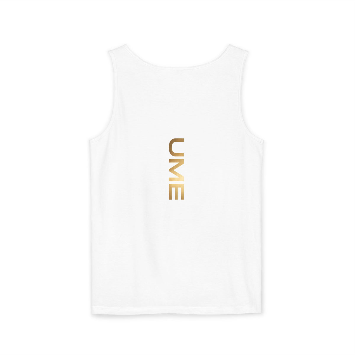 UME Gold Vertical Logo Tank Top – Garment-Dyed Unisex Muscle Tee
