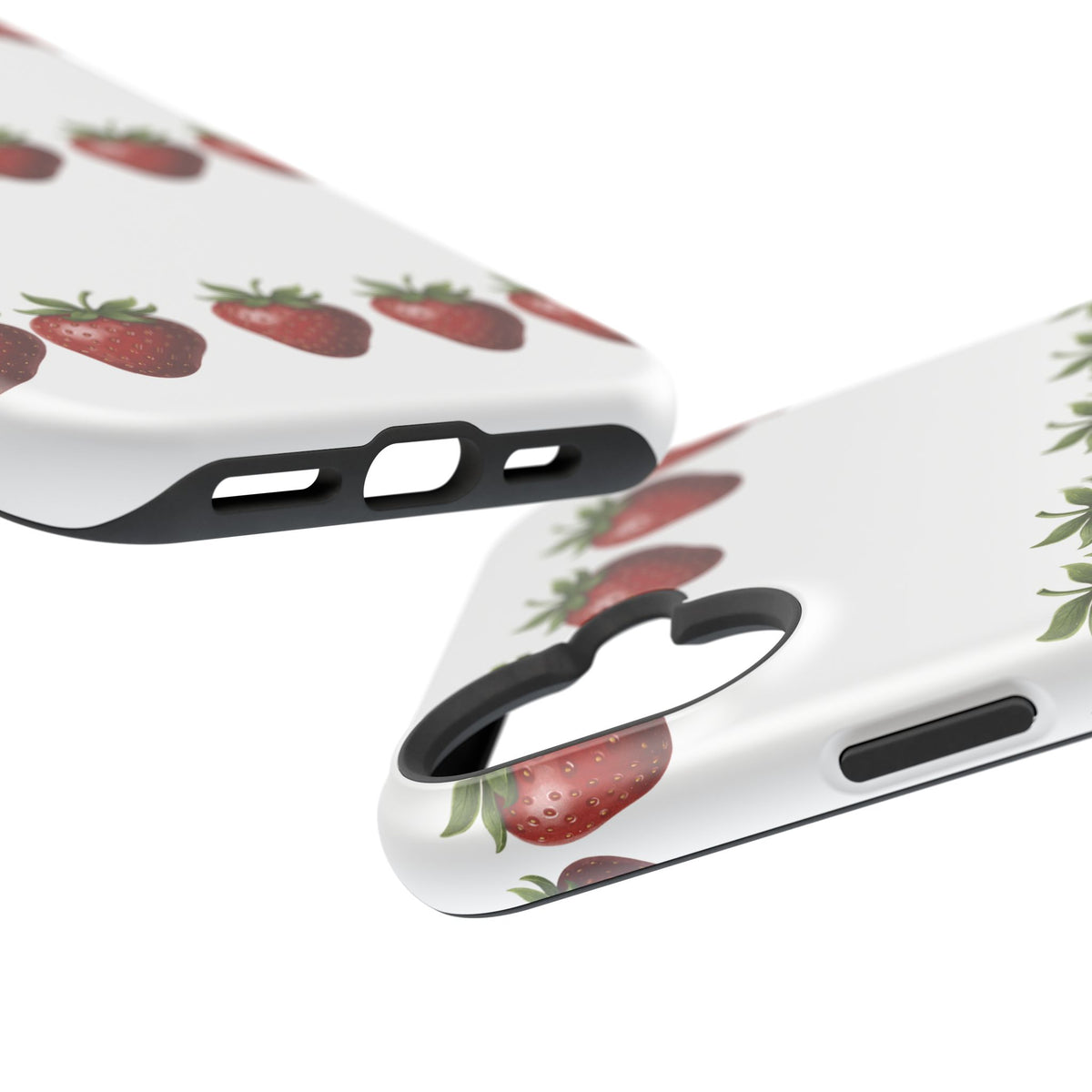 Strawberry Row Phone Case — White MagSafe Magnetic Impact-Resistant Cover