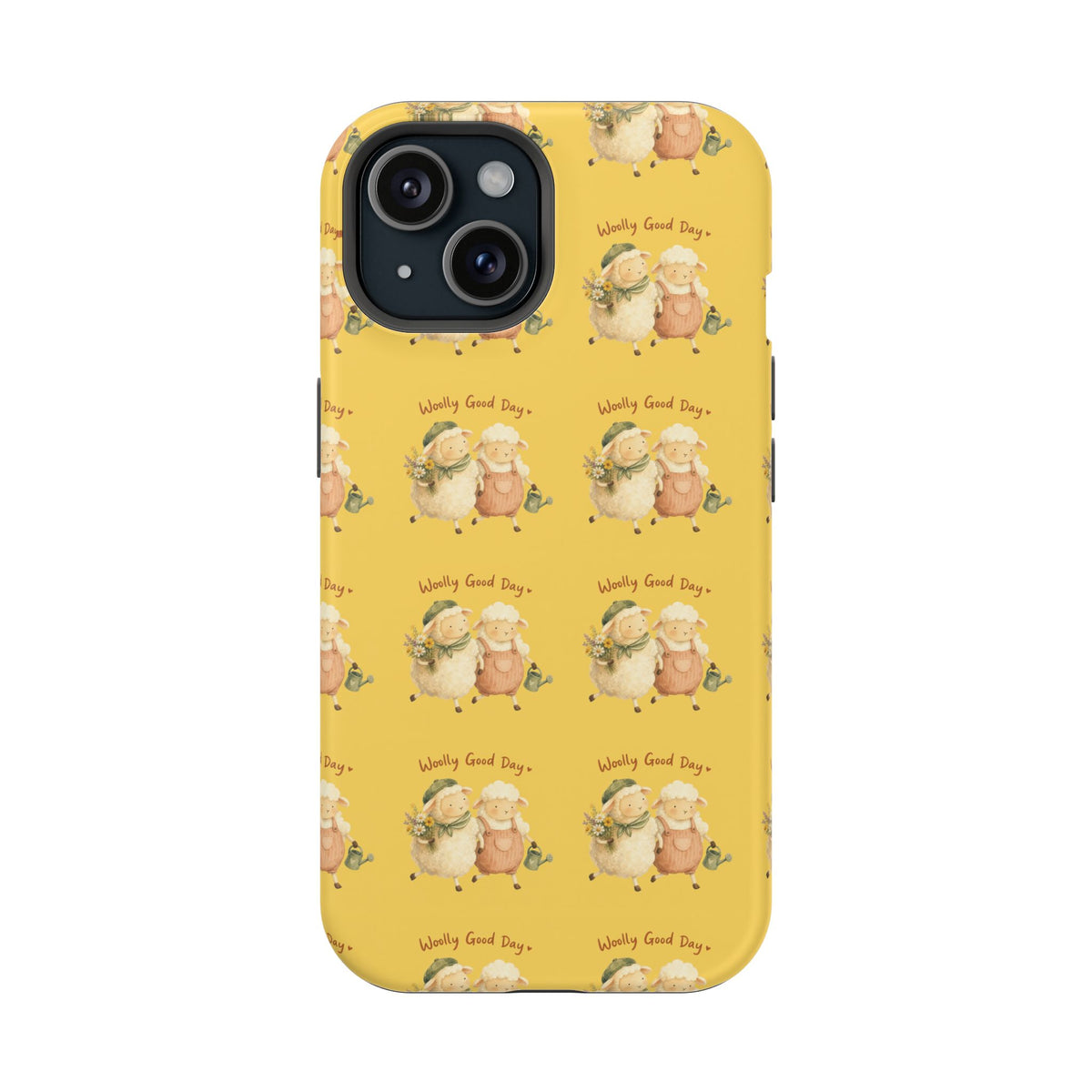 "Woolly Good Day" Phone Case — Yellow Sheep Pattern Magnetic Impact-Resistant Cover