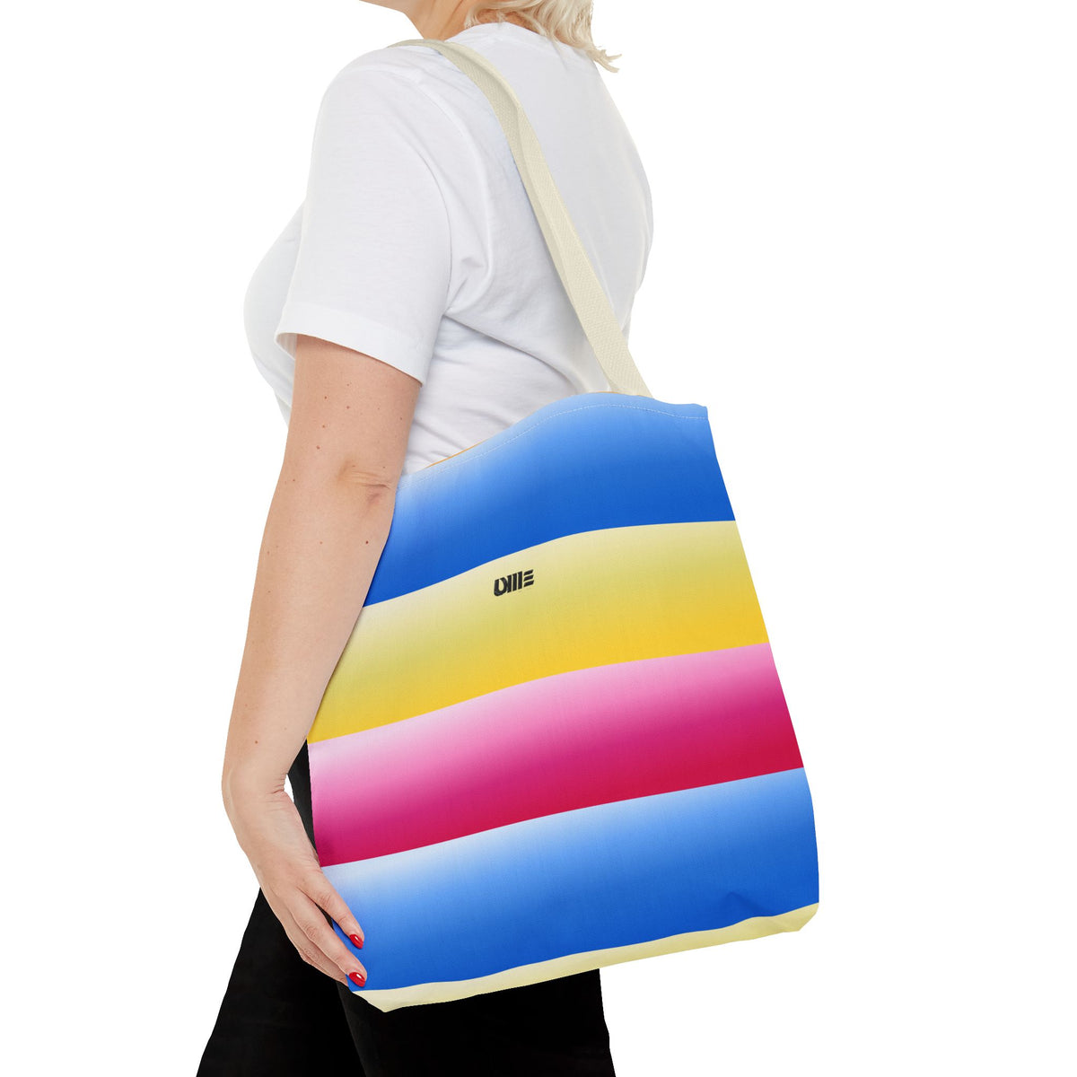 Colorful Pride Stripes Tote Bag – Pastel Blue, Yellow & Pink AOP