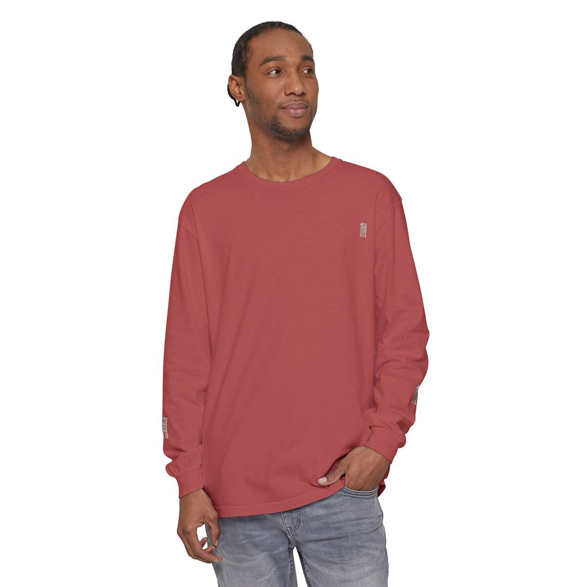 Garment-Dyed Long-Sleeve T-Shirt — Multi-Color Minimal Graphic