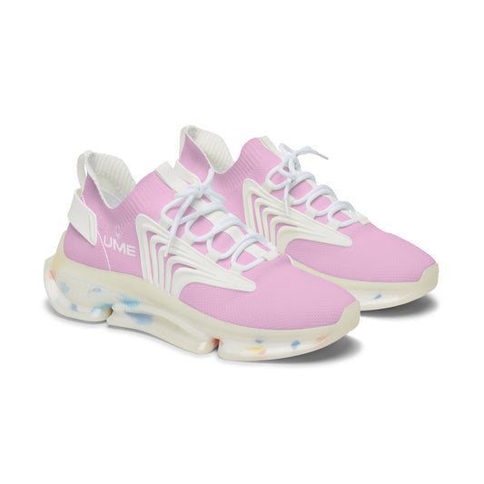 Women's Baby Pink UME Mesh Sneakers — Pastel Graphic Cloud Sole Athletic Shoe