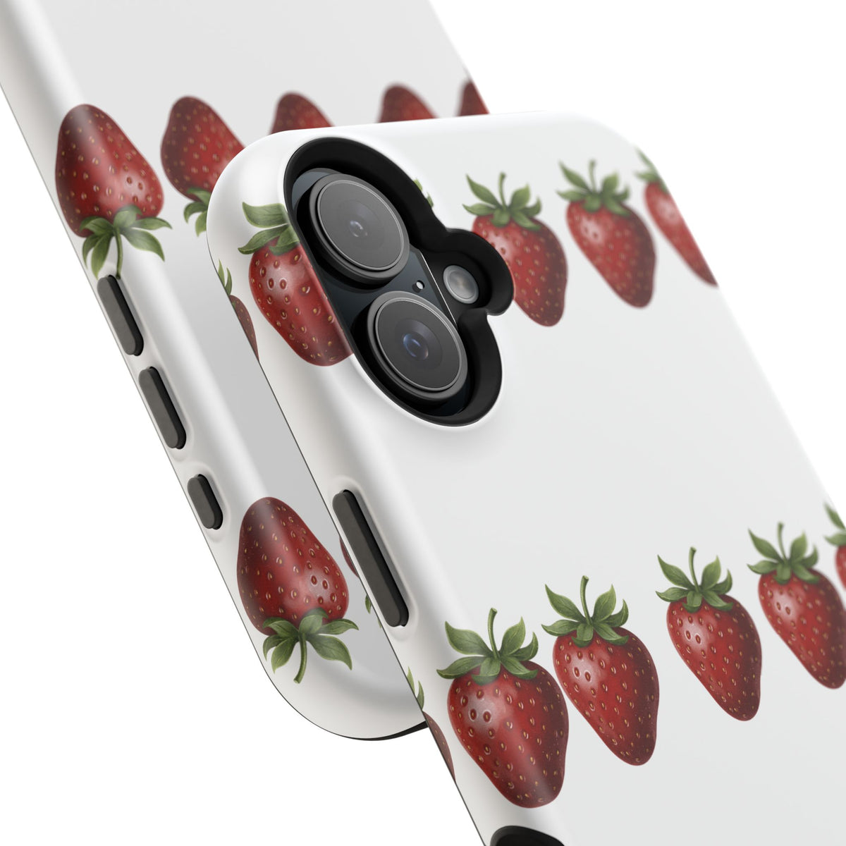 Strawberry Row Phone Case — White MagSafe Magnetic Impact-Resistant Cover