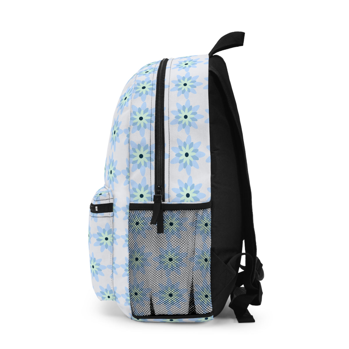 Pastel Blue Floral Backpack – Lightweight School & Travel Bag