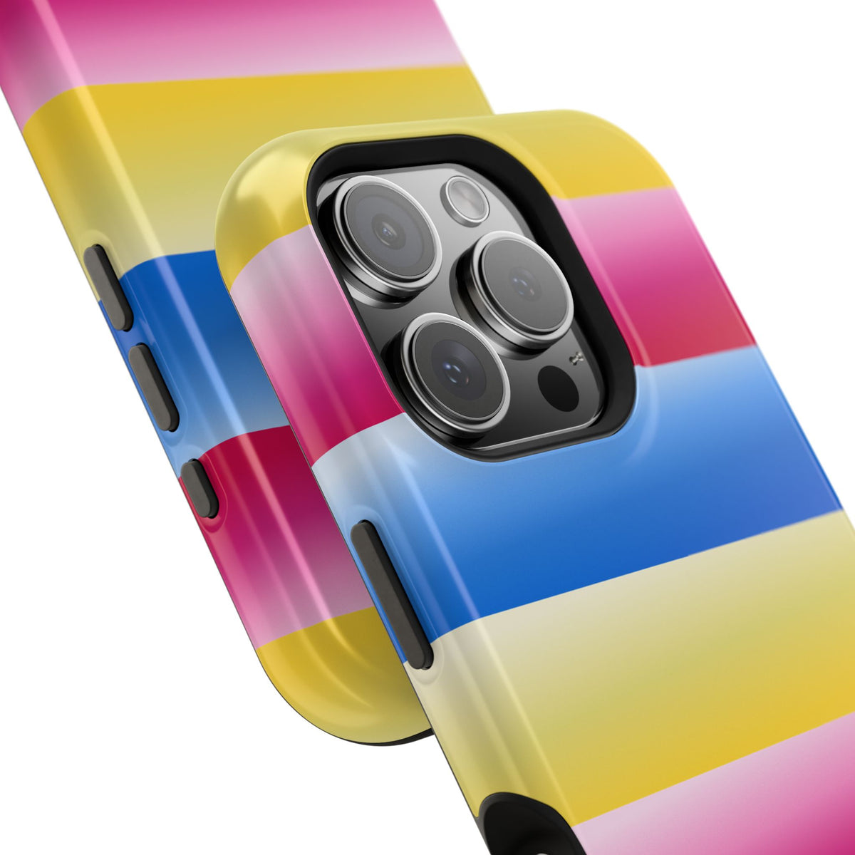 Striped Magnetic Impact-Resistant Phone Case — Colorful Pink Blue Yellow Protection