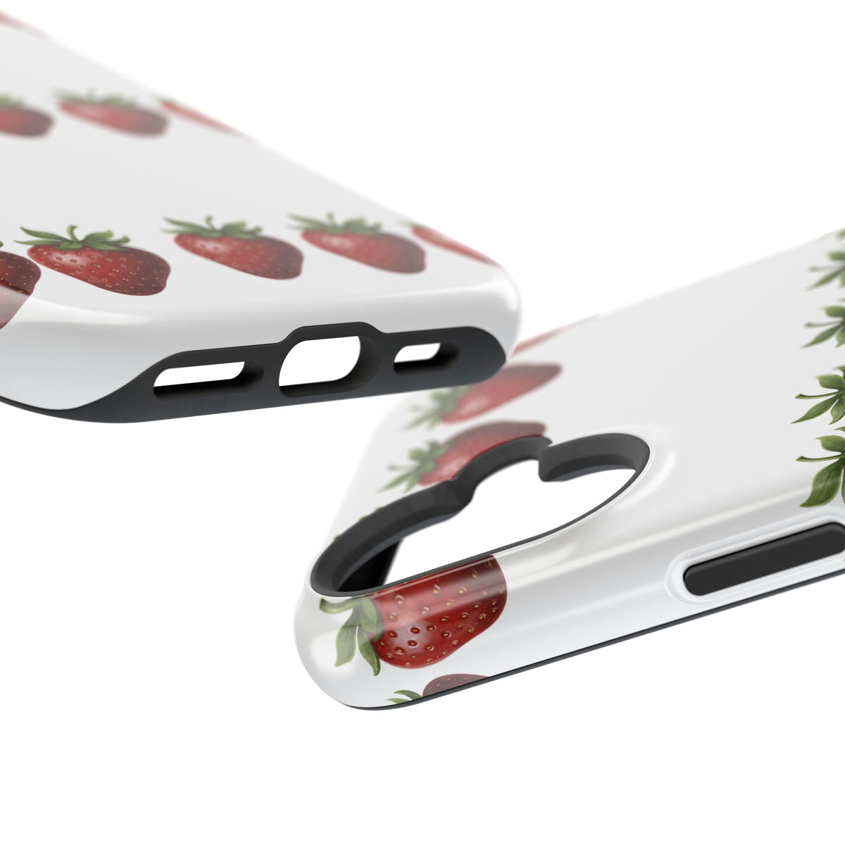 Strawberry Row Phone Case — White MagSafe Magnetic Impact-Resistant Cover
