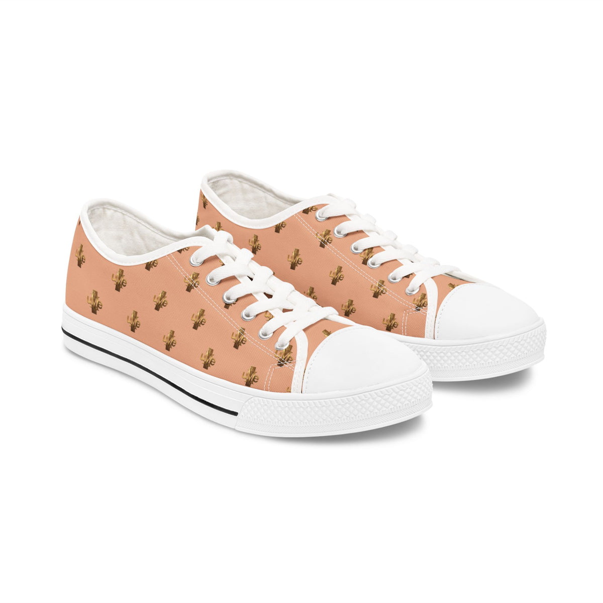 Women’s Low-Top Sneakers — Light Peach All-Over Print