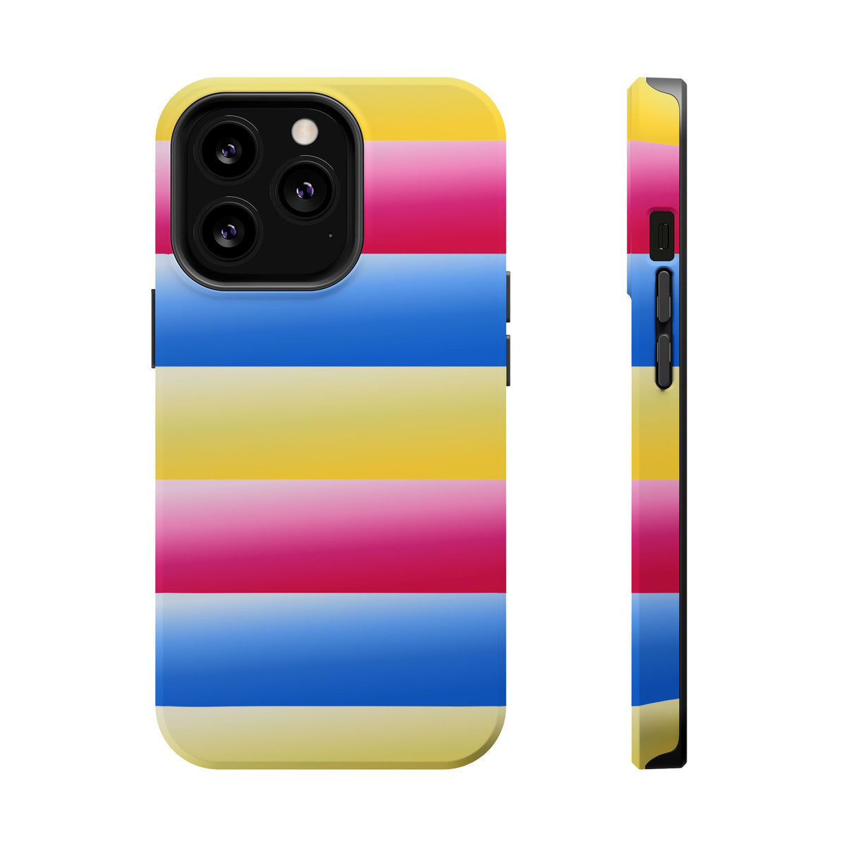 Striped Magnetic Impact-Resistant Phone Case — Colorful Pink Blue Yellow Protection