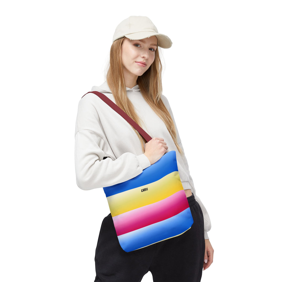 Colorful Pride Stripes Tote Bag – Pastel Blue, Yellow & Pink AOP