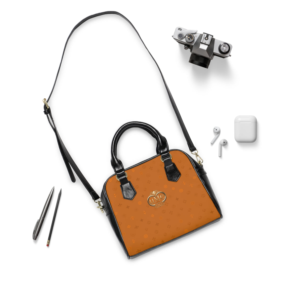 UME Monogram Shoulder Handbag — Cognac All-Over Print