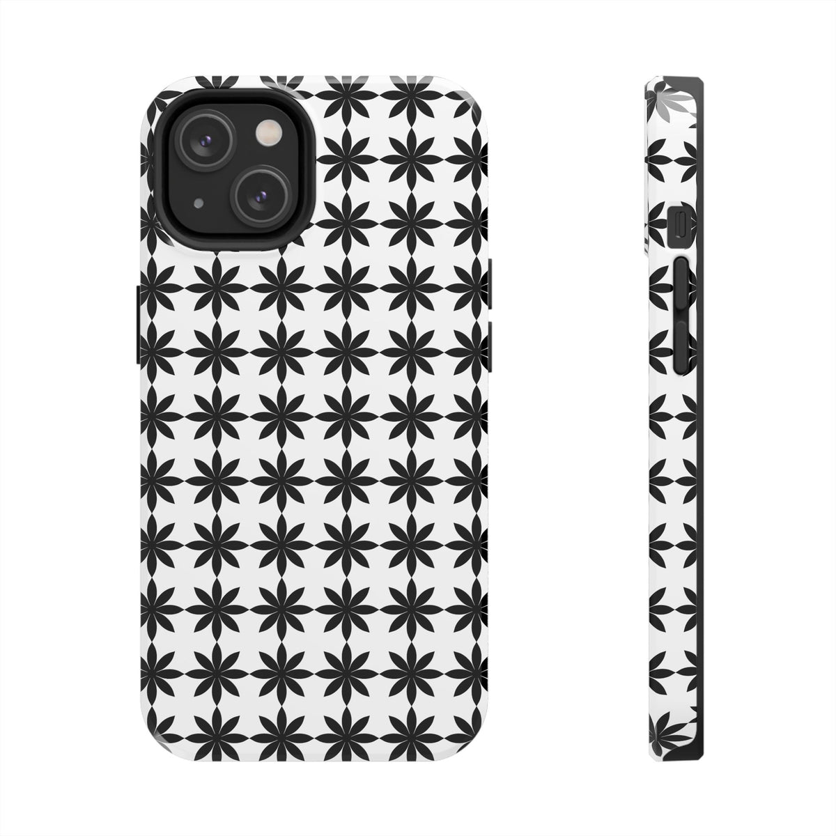 Tough Phone Case — Black & White Geometric Star Pattern